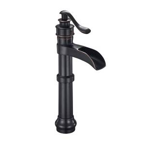 lot 5756 image: Oil Rubbed Bronze Vessel Sink Faucet Single Hole Faucet Bathroom Waterfall Faucet Farmhouse Single-Handle 1 Hole Deck Mount Bowl Tall Body