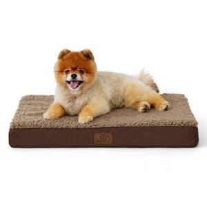 lot 5757 image: Bedsure Dog Bed for Small Dogs - Comfy Flat Puppy Beds with Removable Washable Cover, Orthopedic Egg Crate Foam Pet Mat, Suitable for Pet Up to 15 lbs