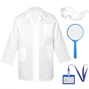lot 5761 image: Tarpop 4 Pcs Lab Coat Costume Kit for Kids Doctor Coat Glasses ID Card for Projects Scientist Costume Halloween Christmas Cosplay (M)