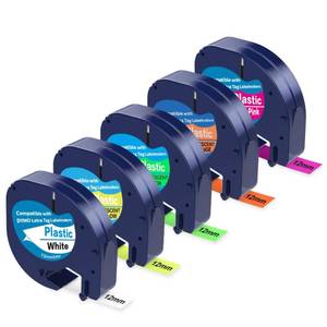 lot 5766 image: 5 Pack Compatible with Dymo Letratag Refills Replacement for Dymo Label Maker Refills 12mm x 4m(12 x 13) Colored Plastic Label Tape for Letra Tag LT 100H 100T QX50 Handheld Label Maker Tape Refill