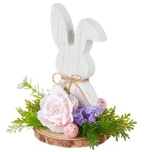 lot 5768 image: Easter Decorations for Home Bunny Table Decorations Indoor,Farmhouse Wooden Rabbit with Flowers for Easter and Spring Home Decor,Happy Easter Table Centerpiece Signs Tiered Tray Decoration (03)
