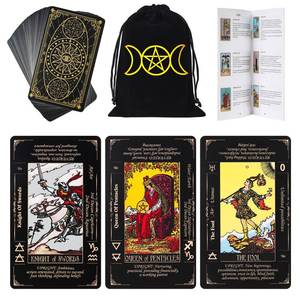 lot 5777 image: Fofeadm Tarot Cards with Guide Book & Linen Carry Bag, 78 Classic Original Tarot Cards Deck Fortune Telling Game with Meanings on Them for Beginners to Expert