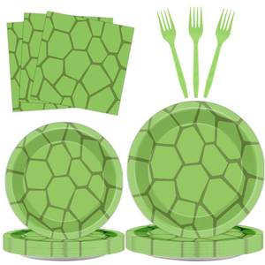 lot 5781 image: 96Pcs Turtle Party Plates and Napkins Turtle Theme Birthday Party Supplies Disposable Turtle Party Paper Plates Green Sea Turtle Dessert Plates Tableware for 24 Guests Kids Teen Party Decorations