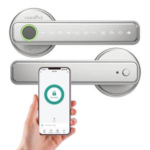 lot 5783 image: GEKRONE Fingerprint Smart Lever Lock TUYA APP Control Keyless Entry Bluetooth Touchscreen Indoor Handle Biometric Electronic Digital Door Knob with Keypad Suitable for Hotel Office Apartment Bedroom