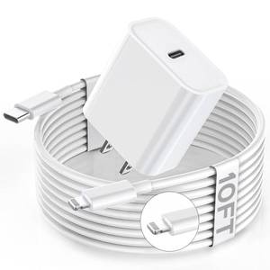 lot 5786 image: Apple Fast Charger, 10FT Extra Long Fast iPhone Charger Travel Plug Adapter Super Quick Apple Charging USB C Wall Charge Block with 10Foot Lightning Cable Cord for iPhone 14131211XXRSE2022iPad