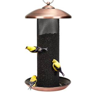 lot 5807 image: Kingsyard Finch Feeders for Outdoors Hanging, Metal Mesh Tube Bird Feeder for NyjerThistle Seed, 2.5 lbs Large Capacity (Antique Copper)