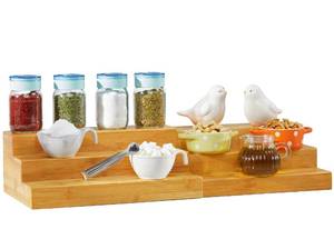 lot 5809 image: RoyalHouse Bamboo Expandable Spice Rack Organizer, 3-Tier Adjustable Kitchen Cabinet, Countertop Display Shelf, Space Organizer for Kitchen and Bathroom