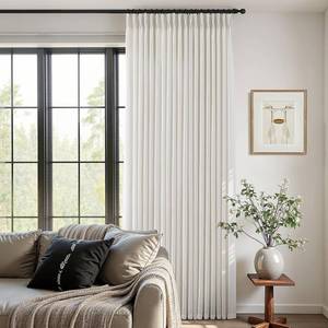 lot 5811 image: COMON HOME 80 Inch Extra Wide Pinch Pleated Curtains 120 Inch Length for Living Room Large Window Drapes Light Filtering Privacy for Bedroom Back Tab with Hooks Clip Rings Natural 80W x 120L