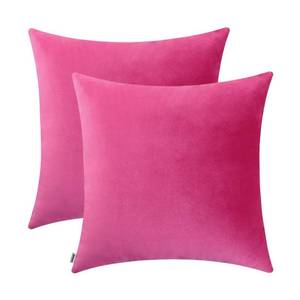 lot 5817 image: Jeneoo Comfy Soft Thick Velvet Throw Pillow Cases for Sofa Couch, Decorative Solid Square Cushion Covers for Bedroom Car (Hot Pink, 14 x 14 Inches, 2 Pieces)