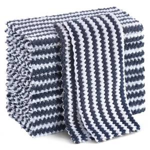 lot 5820 image: Homaxy 10 Pack Kitchen Dish Cloths, Ultra Soft and Absorbent Dish Towels, Reusable Fast Drying Microfiber Cleaning Cloth, Coral Velvet Wave Design No-lint, 10 x 10 inches, Dark Grey