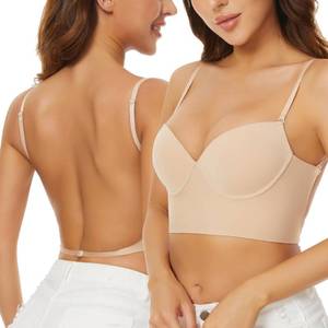 lot 5825 image: CHERRYSKY Low Back Bras for Women(Nude, 36DD)