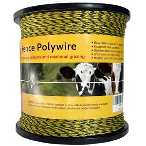 lot 5834 image: Upgraded Electric Fence Polywire 3366 Feet 1026 Meters, 6 Stainless Steel Strands for Reliable Conductivity and Rust Resistance, Easy to Install,Portable Electric Fencing,Yellow and Black Color