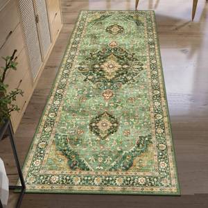 lot 5835 image: 3x7 Runner Rugs for Hallway Non-Slip Hallway Runner Rug with Rubber Backing Washable Rug Runner for Kitchen Bedroom Vintage Distressed Carpet (Border Green)