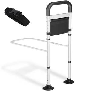lot 5845 image: Decmerry Bed Rails for Elderly Adults Safety, ASTM Safety Approved Adjustable Bed Assist Rail for Seniors, 400lb Weight Capacity, with Storage Pocket & Fixing Strap, Fit KingQueenFullTwin Bed
