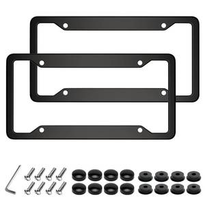 lot 5853 image: Black License Plate Frame,Universal Aluminum Tag Frame for Front and Rear Car Tags,Number Plate Frame Holder for Men, 2 Packs
