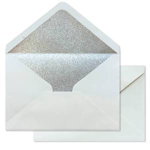 lot 5860 image: KUCHYNEE 50PCS A7 Silver Envelopes with Adhesive Self-Sealing, 5.3 x 7.7 inches Pearlescent Envelopes Perfect for 5 x 7 Weddings Invitation (Pearl Ivory  Silver Glitter Liner)