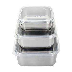 lot 5875 image: U Konserve Stainless Steel Nested Trio Food Storage Container Bento Box, Set of 3 (15, 30, & 50 oz), Leak Resistant, Silicone Lid, Dishwasher Safe, Plastic Free