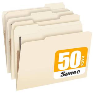 lot 5894 image: SUNEE File Folders with Fasteners, Manila Folders Letter Size, 2 Reinforced Fasteners, 13-Cut Tab, Manila, 50 Pack, Keep Organized for Your Office Documents School Files