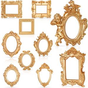 lot 5895 image: Yulejo 10 Pcs Mini Gold Picture Frames Victorian Small Vintage Resin Antique Photo Frame Tiny Baroque Ornate Frame for DIY Jewelry Display Wall Home Wedding Decor, Without Glass or Backing(Gold)