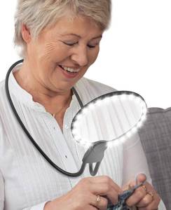 lot 5904 image: 5X Hands-Free Magnifying Glass with 24 LED Lights, 5.12 Rechargeable Magnifier with Flexible Gooseneck for Neck Wear, Large Page Magnifier for Seniors Reading, Repairing, Sewing, Cross Stitch