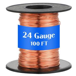 lot 5907 image: Therwen 100ft 24 Gauge Copper Wire for Gardening, Electroculture, Bonsai, Jewelry Making Beading DIY Craft Pure Bare Copper Wire Spool