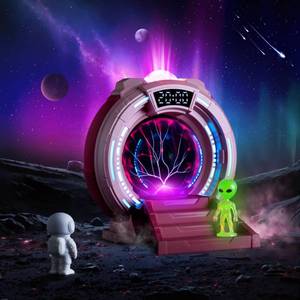 lot 5910 image: Space Portal Plasma Ball Night Light, LED Galaxy Projector Alien Lamp with White Noise, Bluetooth Music Speaker Alarm Clock,Remote,Star Light for Kids Room Decor Lamp, ChristmasBirthday Gift.(Pink)