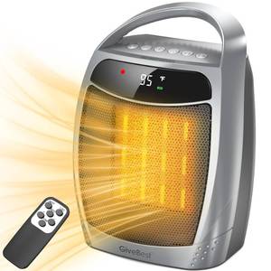 lot 5921 image: GiveBest Digital Space Heater, 1500W Portable Electric Heater for Indoor Use, Remote, 4 Mode, Timer, ECO Mode,PTC Ceramic Fast Safety Heat for Bedroom Office Home
