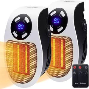 lot 5937 image: Brightown Wall Plug In Heater 450W, Portable Outlet Heater with Remote, Clear LED Display, Small Wall Heaters for Indoor Use with Adjustable Thermostat and 12H Timer for Bathroom Room Office, 2 Pack