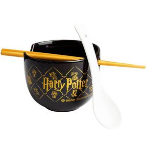 lot 5941 image: Get Trend Harry Potter Ceramic Ramen Bowl 3 Pc Set with Bamboo Chopsticks, Spoon, Kids Teens Adults, 20oz Noodle Bowl, Microwave Safe Gifts for Teens (Black Harry Potter)