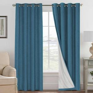 lot 5948 image: H.VERSAILTEX 100% Blackout Curtains for Bedroom Thermal Insulated Linen Textured Curtains Heat and Full Light Blocking Drapes Living Room Curtains 2 Panel Sets, Blue Sapphire, 52x96 Inch