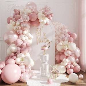 lot 5959 image: NUTTYBASH Dusty Pink Balloon Arch Kit,Double Stuffed Pearl White Balloon Garland Kit for Wedding Birthday Baby Shower Gender Reveal Bridal Engagements Decorations