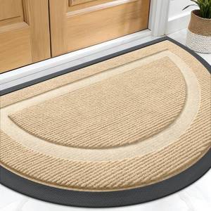 lot 5965 image: OLANLY Half Circle Door Mat Indoor Outdoor Entrance Welcome, Waterproof All-Season, All-Weather Doormat, Sturdy Natural Rubber, Low Profile, Easy Clean Patio Porch Entryway Mat, 29.5x17, Beige