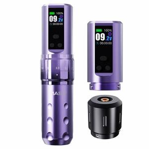 lot 5974 image: Mast Fold2 Pro Tattoo Gun Wireless Tattoo Pen Machine 2 Replaceble Batteries 2,000mAh Power Supply Mcore Rotary Motor Real Strokes Length P-076 (Purple)