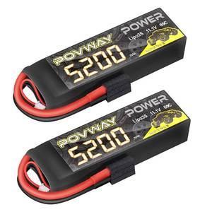 lot 5977 image: POVWAY 3S Lipo Battery 5200mAh 11.1V 80C RC Lipo Battery with Trxazas Plug Softcase for RC Car RC Plane DJI Quadcopter RC Airplane RC Helicopter RC Truck Boat - 2 Pack