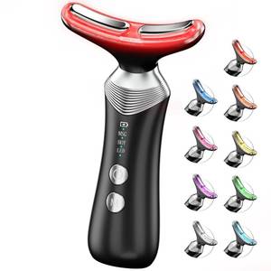 lot 5978 image: Dopsikn 9-in-1 Red-Light-Therapy-for-Face-and-Neck, Portable Facial Massager Tool with Adjustable Vibration & Thermals for Wrinkles, Double Chin, Black