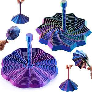 lot 5983 image: Upgraded 3D Printed Star Fidget Toy Adults with Detachable Handle, Dual Motion Sensory Toy with Auditory Feedback, Color-Changing Spiral for Relief and Focus, Gift for ADHD and Office Desk (2pack)