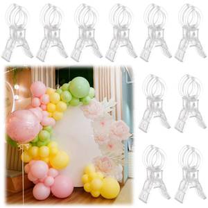lot 7004 image: LemonRoad 10 Pack Large Balloon Arch Clips Plastic Transparent Backdrop Spring Clamps 3.5 Inch Heavy Duty Clip for Balloon Arch Kit Birthday Decoration Crafts Woodworking Photography Studios (Clear)