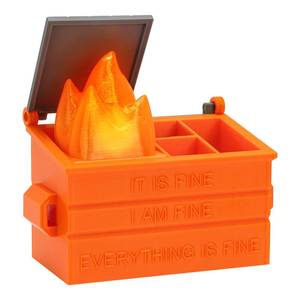 lot 7016 image: Dalycro Dumpster Fire Pencil Holder Fun Desk Accessories with Removable Flame Light Touch Dimming Mode & USB Charging Port Perfect Pen Holder for Desk, Funny Gift for Coworkers