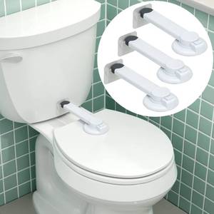 lot 7022 image: Baby Toilet Lock (3 Pack) Ideal Baby Proof Toilet Lid Lock with Arm No Tools Needed Easy Installation with 3M Adhesive Top Safety Toilet Seat Lock Fits Most Toilets - White
