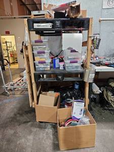 lot 22053 image: Commercial Equipment Parts and Supplies Including Storage Bins, Vinyl Gloves, Air Filters and More