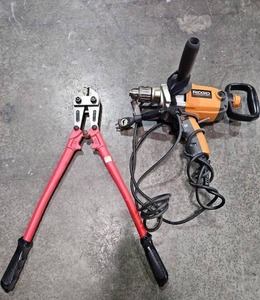 lot 22057 image: Ridgid Power Drill with 24-inch CableBolt Cutters