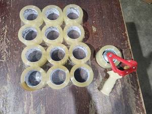 lot 22075 image: Clear Packing Tape Rolls with Red Tape Dispenser