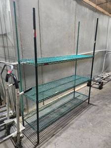 lot 22093 image: Green Metal Wire Shelving Unit