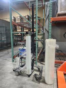 lot 22102 image: Industrial Stretch Wrap Dispenser with Mobile Cart