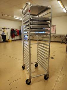 lot 22169 image: Commercial Baking Sheet Pan Rack Cart with Wheels - TRAYS NOT INCLUDED