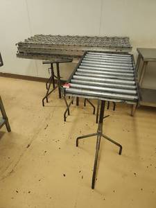 lot 22181 image: Industrial Roller Conveyor System with Adjustable Stands