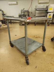 lot 22182 image: Commercial Stainless Steel Rolling Cart with Two Shelves