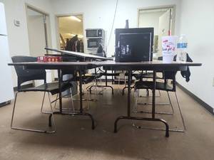 lot 22185 image: Office Conference Table with Modern Cantilever Chairs Set