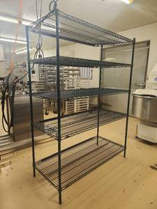 lot 22193 image: 5-Tier Commercial Green Metal Wire Shelving Unit