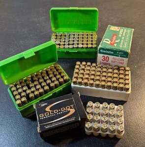 lot 1059 image: Hornady and other .38 sp, 357, and 30 carbine ammunition